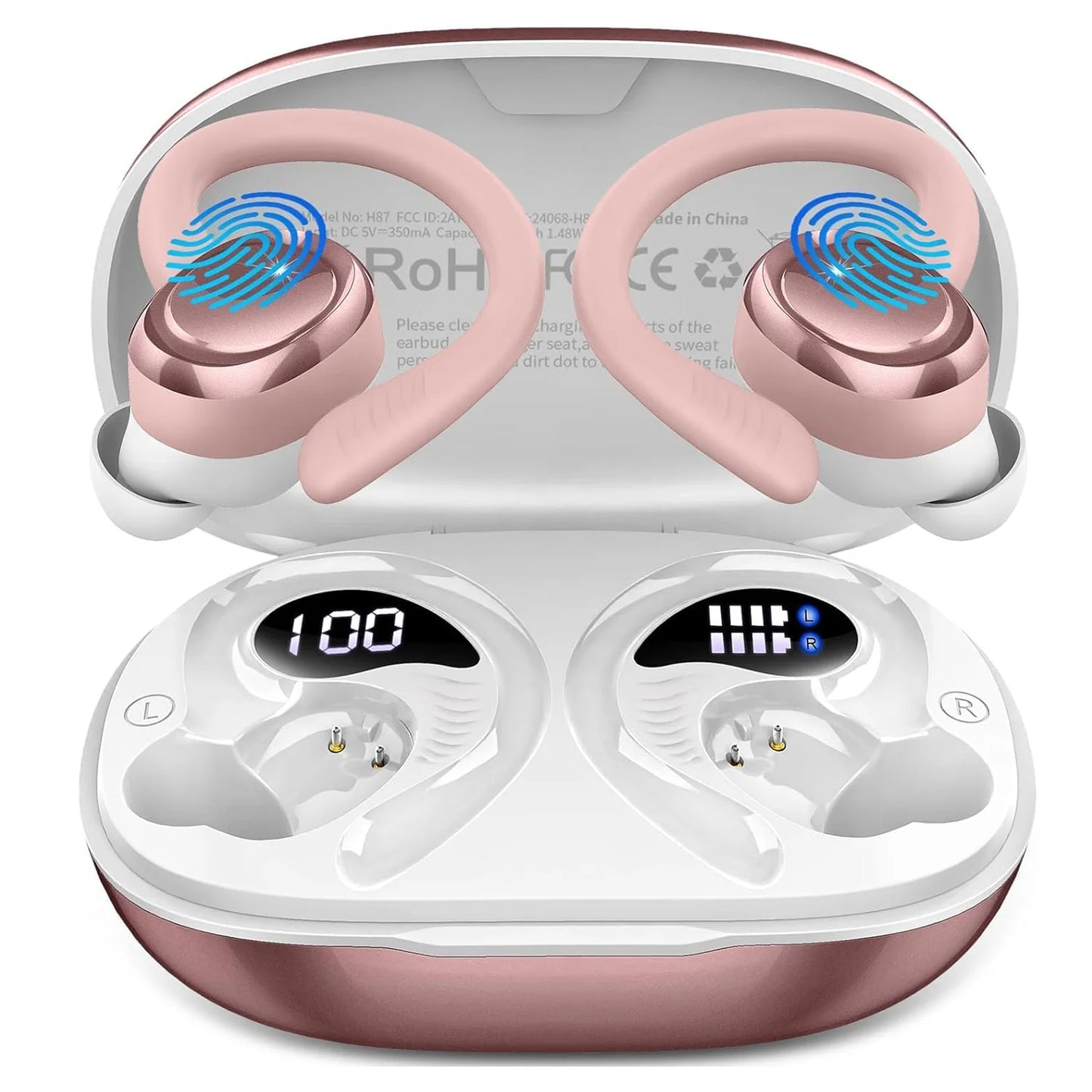 Bluetooth 5.3 Wireless Earbuds | IP7 Waterproof 50H Playback | Sports Earphones with Noise Cancelling Mic for Workout/Running. Rose Gold United States Ad172431fad114887b618eb970d1d9de3d Amrit Store