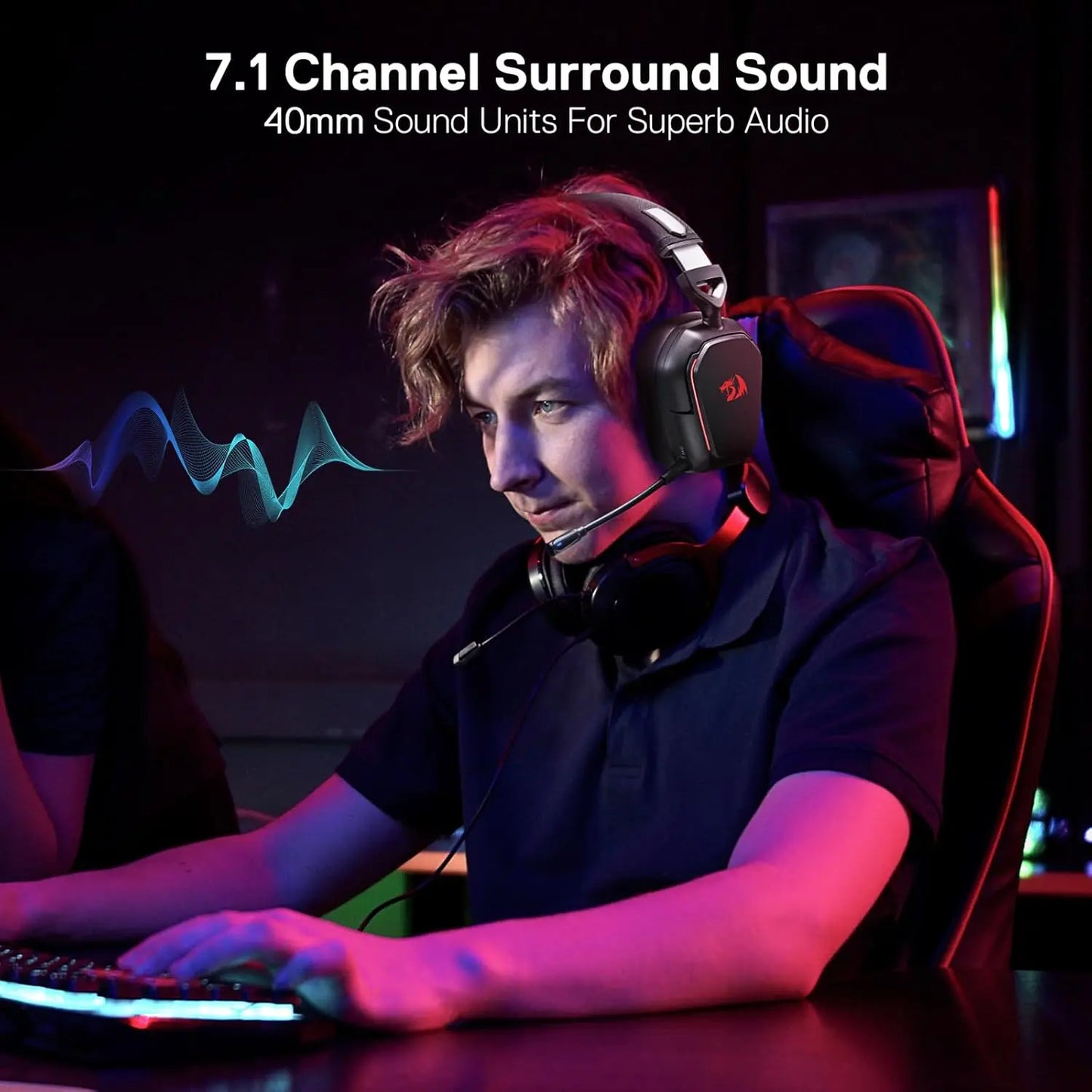 Redragon H868 3-Mode Wireless RGB Gaming Headset 7.1 Surround Sound 40 mm Drivers Noise-canceling Microphone Over-Ear Headphones S5a5e25ad020f4574b5bada938881562cz Amrit Store