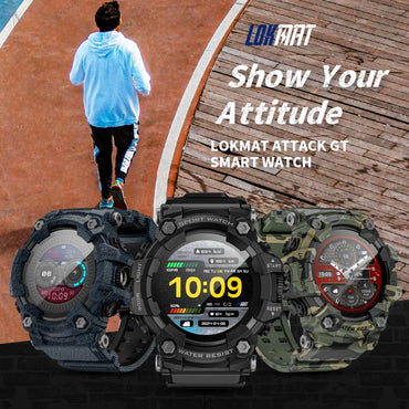LOKMAT Rugged Sport Smart Watch ATTACK-GT Bluetooth Calls Colorful Waterproof Military Smartwatches with Flashlight for Phone S88b8d6f157714d9f9100d0d81989a174r Red, White and Blue Products Store