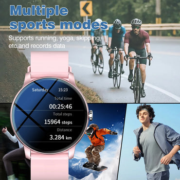 2025 Smart Watch for Men Women Round HD Screen: Long Battery Life (180mAh) Fitness Tracker Step Counter Distance & Alarm Clock Sc94acad11db84aad9e63b61af43b19a3h Red, White and Blue Products Store