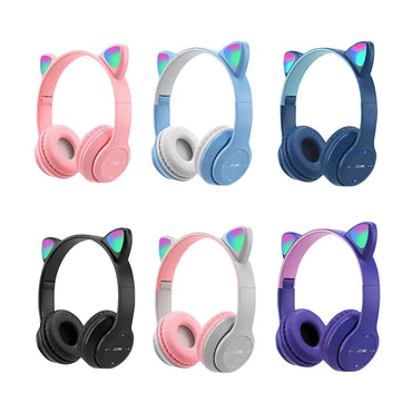 Wireless Headphones Cat Ear Gaming Headset Glow Light Bluetooth-Compatible Helmets Cute Over-Ear Headsets for Kids and Adult Seacc46b5001947c2a0389e774219b788e Amrit Store