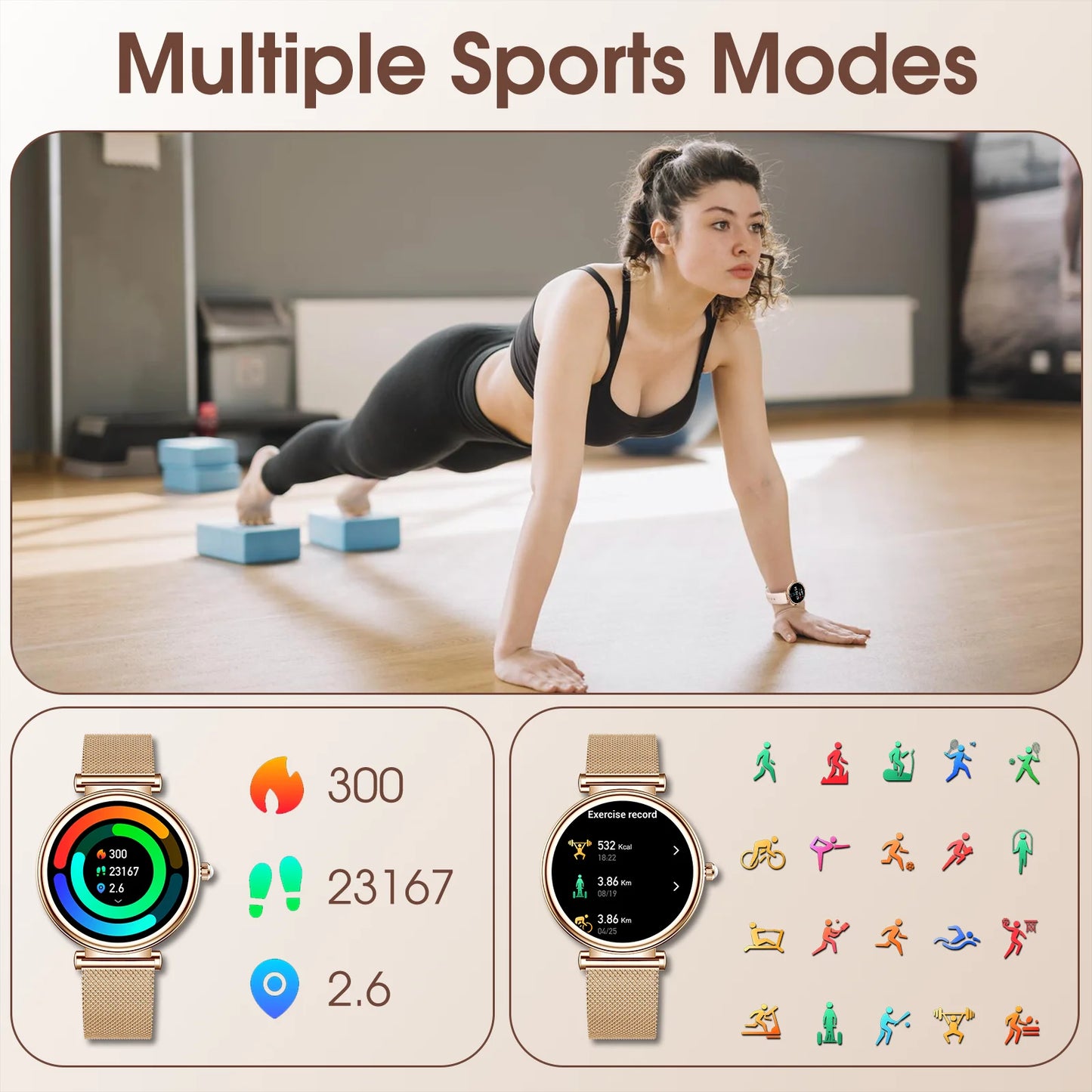 Women's Smart Watch, 1.2-inch (approximately 3.2cm) Fitness Tracker Watch With Wireless Calling And Multiple Sports Modes Sf467f7261e324f6abfe74c1e74e7e3afG Red, White and Blue Products Store
