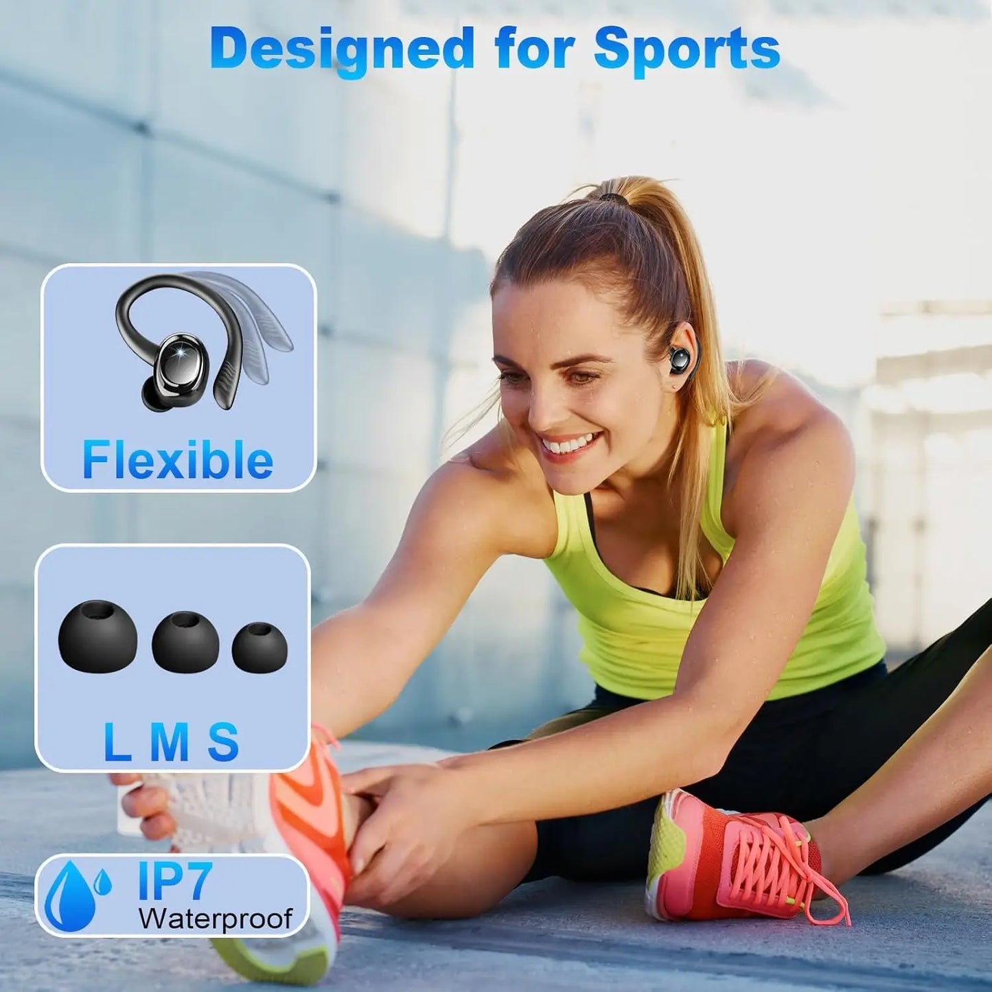 Bluetooth 5.3 Wireless Earbuds | IP7 Waterproof 50H Playback | Sports Earphones with Noise Cancelling Mic for Workout/Running. A2dab6553e400482695603332b77b523aT Amrit Store