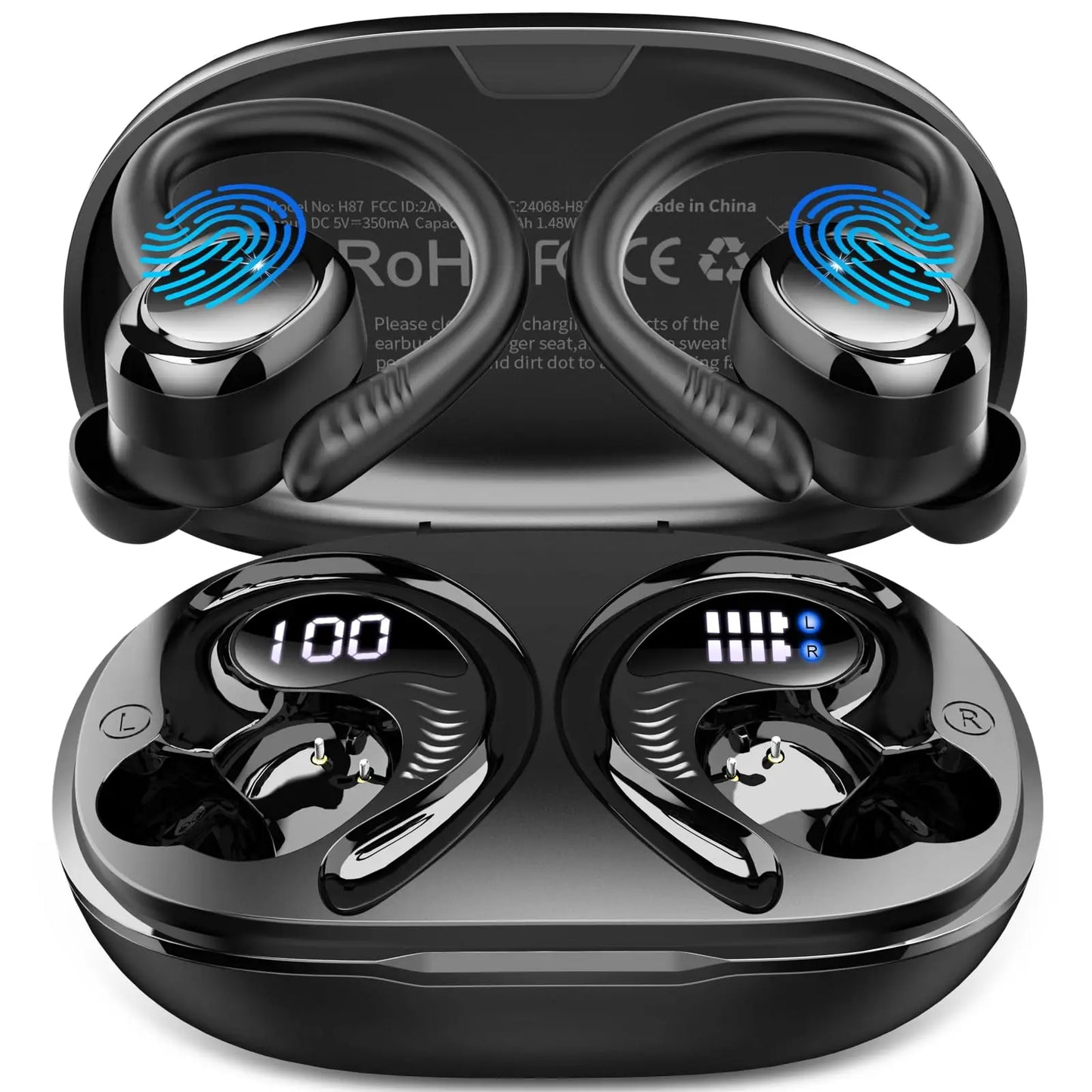 Bluetooth 5.3 Wireless Earbuds | IP7 Waterproof 50H Playback | Sports Earphones with Noise Cancelling Mic for Workout/Running. Black United States A4c898f4cb2d84501ab3e080ea1355ac41 Amrit Store