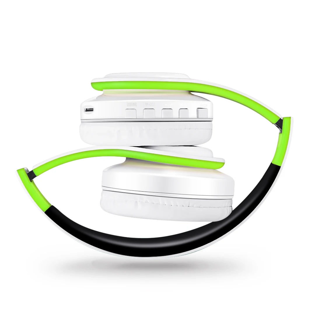 Stereo Wireless Headphones Bluetooth Headset with Mic SD Card Slot for Girls - Samsung Sport Style - 20 Hours Playtime White green A569b1c71aa2a4abba1dbff7925f11fc07 Amrit Store
