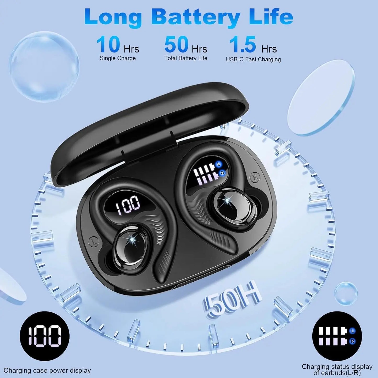Bluetooth 5.3 Wireless Earbuds | IP7 Waterproof 50H Playback | Sports Earphones with Noise Cancelling Mic for Workout/Running. A7866f60287984745a4958ec6cb4b2737L Amrit Store