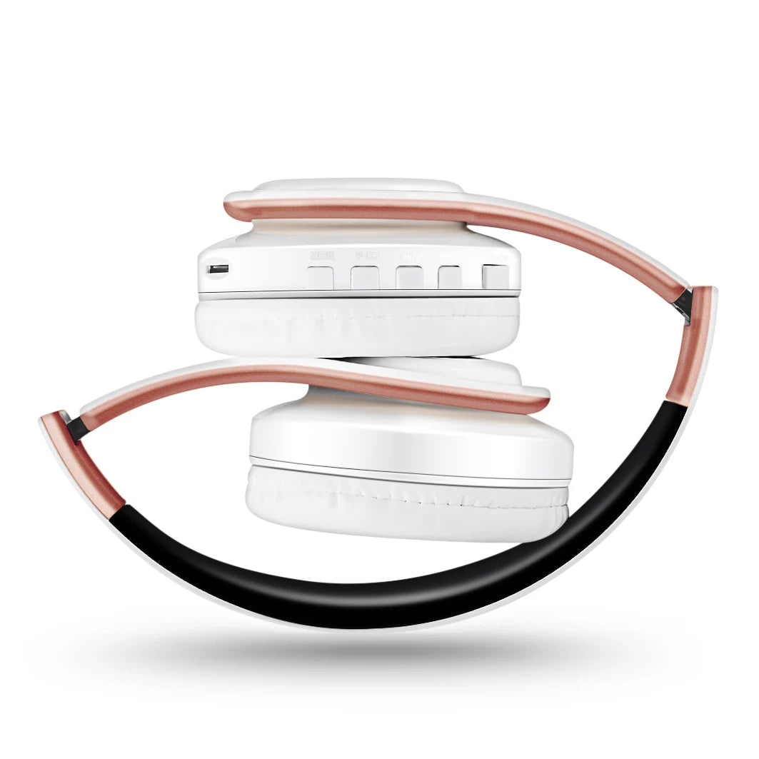 Stereo Wireless Headphones Bluetooth Headset with Mic SD Card Slot for Girls - Samsung Sport Style - 20 Hours Playtime White Rose Gold Aceb4e56597fa4819a29597503f01dcb3x Amrit Store