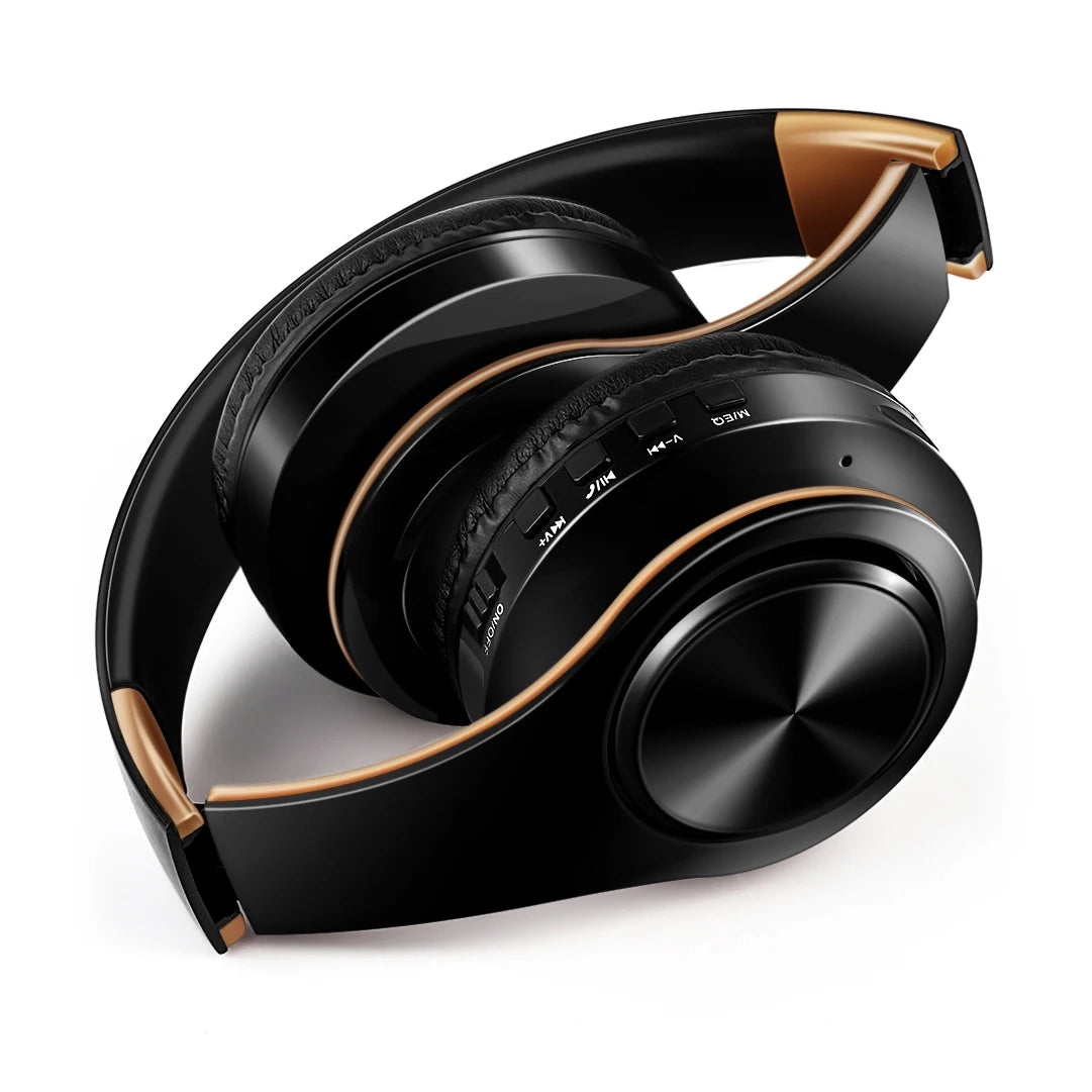 Stereo Wireless Headphones Bluetooth Headset with Mic SD Card Slot for Girls - Samsung Sport Style - 20 Hours Playtime Black Gold Ad7095e4578cd40f4a61a153963fdaba45 Amrit Store