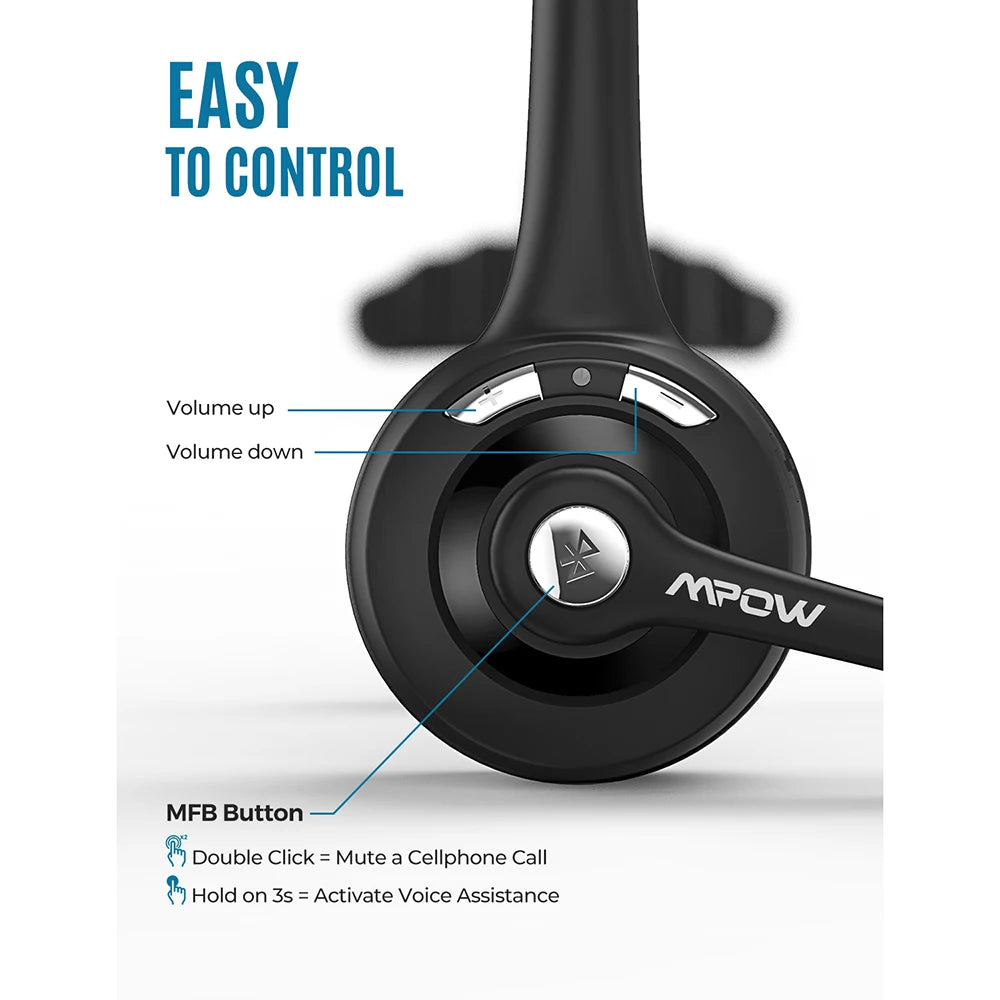 1/2 pack Mpow Pro Office Wireless Bluetooth V5.0 headphone With Microphone 13H Talking Time For Driver Call Center Skype Office H92b3c421746c444c8197951dd86a025aG Amrit Store