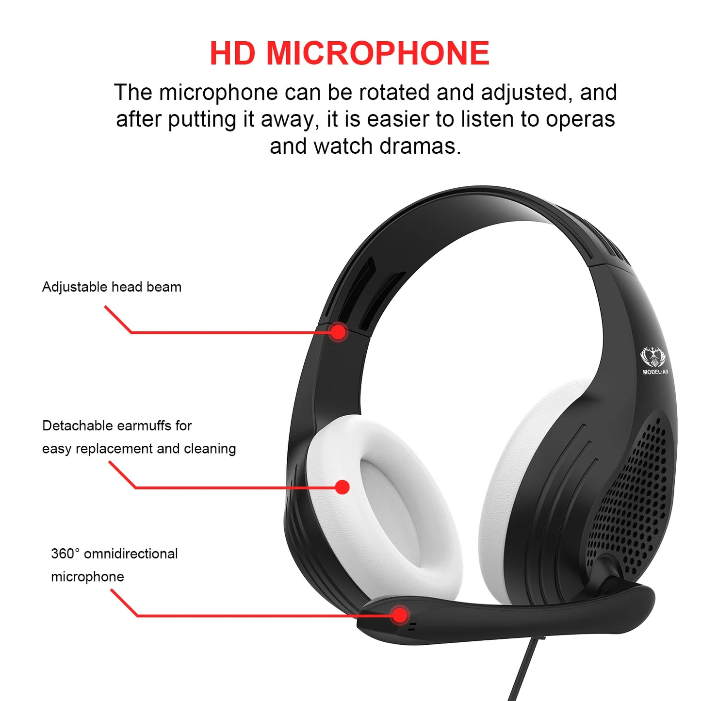 3.5mm Wired Over-Ear Headphones with Mic, Noise Cancelling, Stereo Bass, Soft Earmuffs for Gaming PC/PS4/PS5/XBOX/Laptop/Phone/T S00a7207f962a4447a9985d78ba826305r Amrit Store