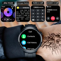 SENBONO Men's Smart Watch Heart Rate Blood Oxygen Monitor Bluetooth Call Multiple Sport Modes Voice Assistant Smartwatch for Men S0181d114785c4868831bce4f2ffe63c7R Red, White and Blue Products Store