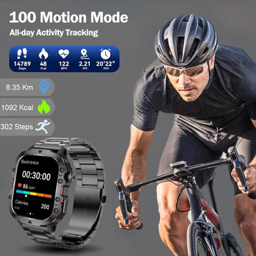 AI Voice Assistant Smart Watch, 1.96'' HD Screen Activity Trackers with 100+Sports/ Bluetooth Call/ SMS Alerts/ Flashlight S0397e3ab61b54ed299840de02db4b35aj Red, White and Blue Products Store