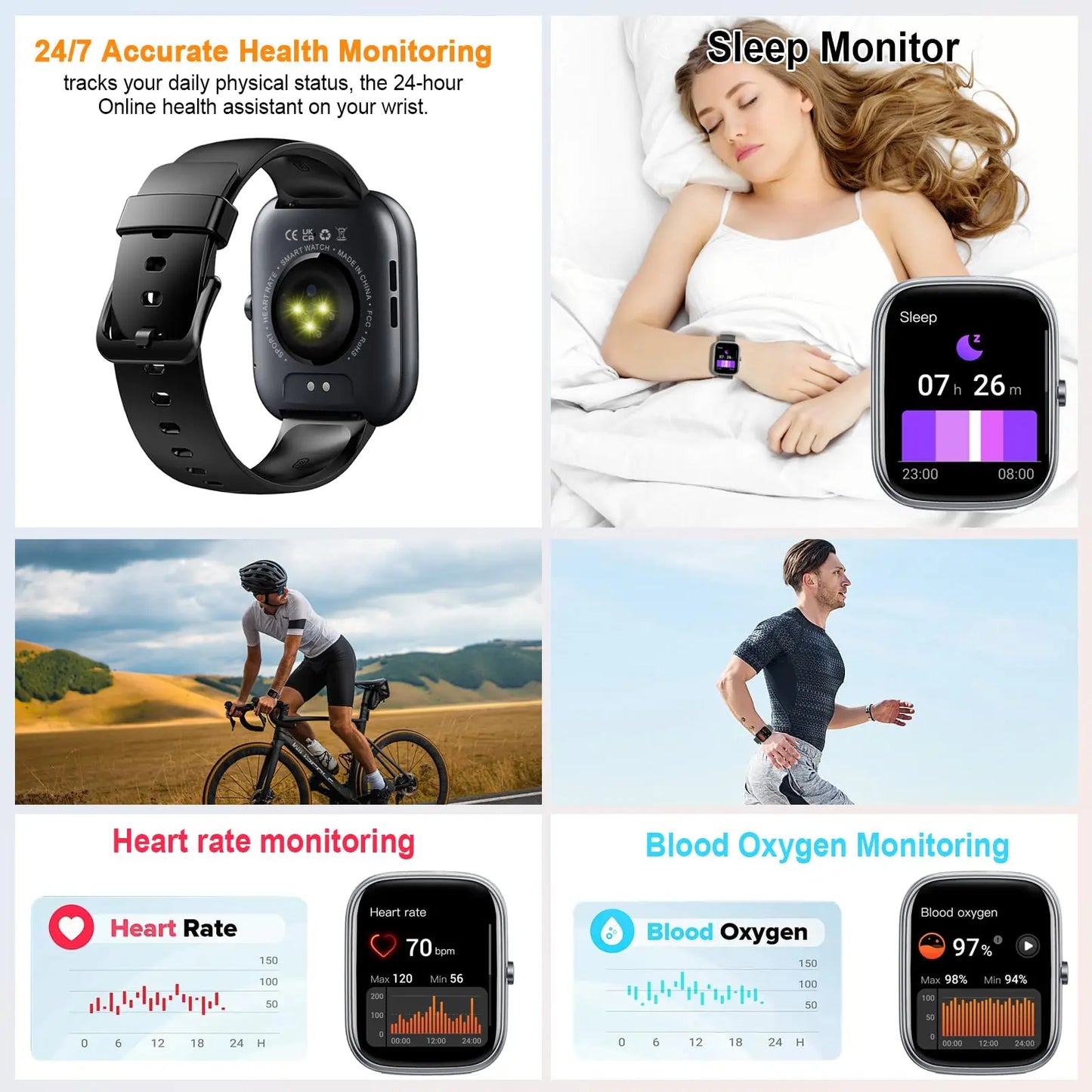 Smart Watch, 1.91" Smartwatch (Answer/Make Call), IP68 Waterproof Fitness Tracker, 110+ Sport Modes, Heart Rate and Sleep Monit S04a04a961d5e47f9be7e1666e20036cfo Red, White and Blue Products Store