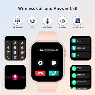 SENBONO Life3 Women Smart Watch Bluetooth Dials Call Health Monitor Watch Sport Waterproof Smartwatch Women for IOS Android S06e76e450e0844f0b8a795aa41692e11U Red, White and Blue Products Store