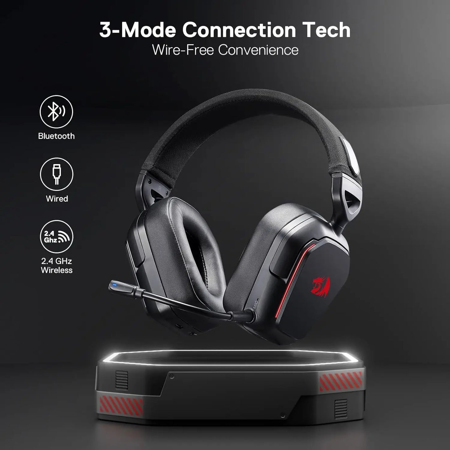 Redragon H868 3-Mode Wireless RGB Gaming Headset 7.1 Surround Sound 40 mm Drivers Noise-canceling Microphone Over-Ear Headphones S13860e3fec96432695c1b5824ca2a389e Amrit Store