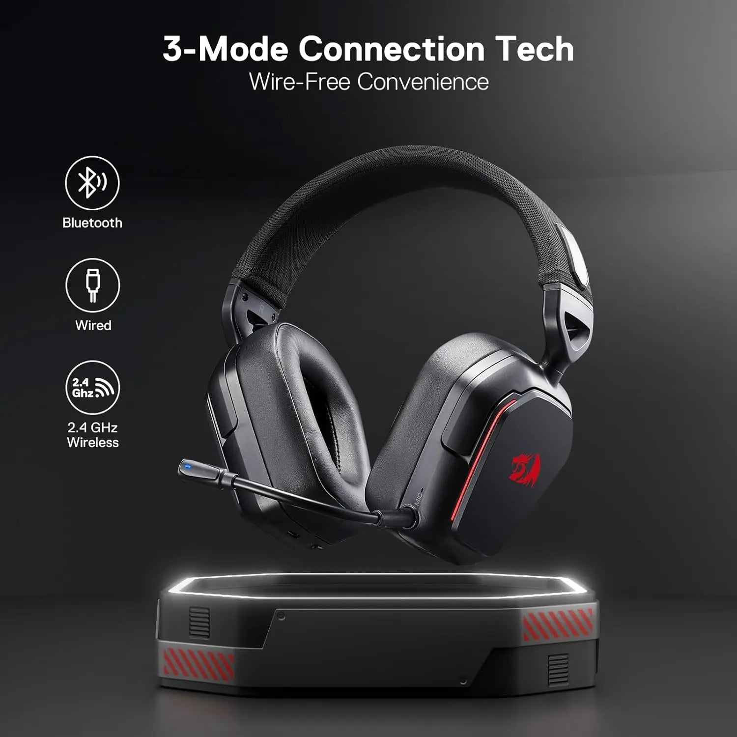 Redragon H868 3-Mode Wireless RGB Gaming Headset 7.1 Surround Sound 40 mm Drivers Noise-canceling Microphone Over-Ear Headphones S13860e3fec96432695c1b5824ca2a389e Amrit Store