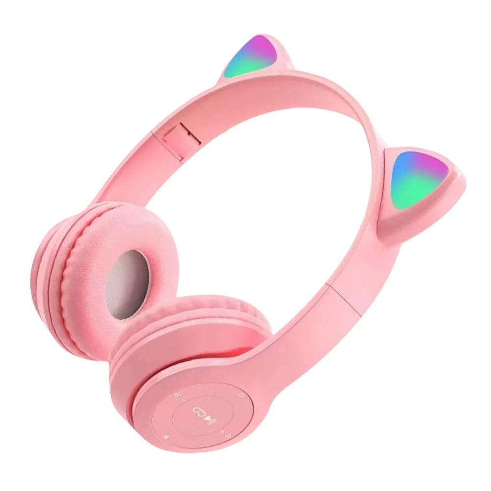 Wireless Headphones Cat Ear Gaming Headset Glow Light Bluetooth-Compatible Helmets Cute Over-Ear Headsets for Kids and Adult S142625c1b27c437488bf8ed801d90998A Amrit Store