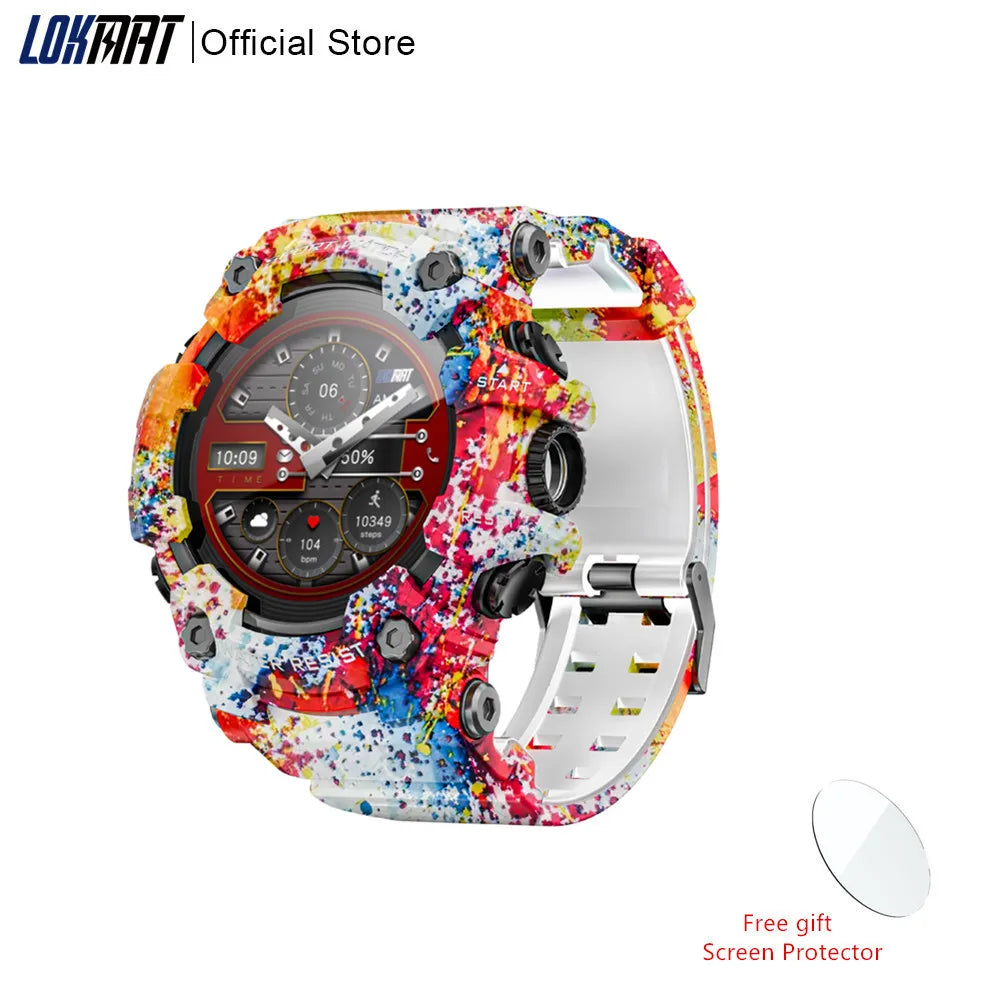 LOKMAT Rugged Sport Smart Watch ATTACK-GT Bluetooth Calls Colorful Waterproof Military Smartwatches with Flashlight for Phone Mix Color United States S161f59224967490d98d342927871f659K Red, White and Blue Products Store