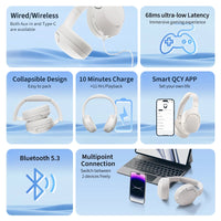QCY H3 Lite ANC Wireless Headphones Active Noise Cancelling Over Ear Headset Bluetooth 5.3 Earphones 40mm Driver HiFi Sound 60H S17a87ca7eb5a474c9219e8d21697ced8C Amrit Store