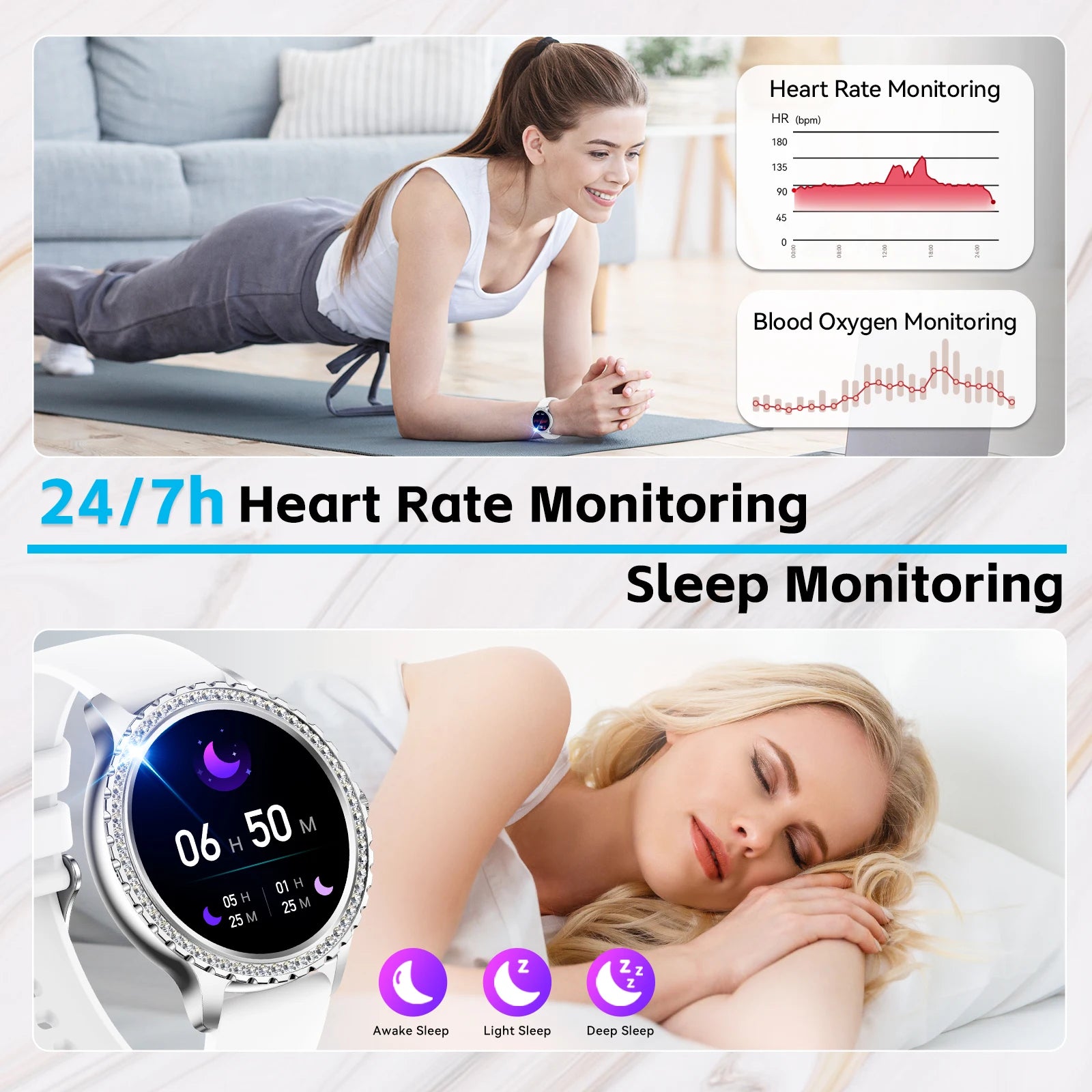 LaNikar Smart Watch for Women Smartwatch Fitness Tracker Watch with Heart Rate/Sleep Monitor/Pedometer for iPhone Android Phones S19f62e5ae0a44d6ea88c3f44e6708ccd3 Red, White and Blue Products Store