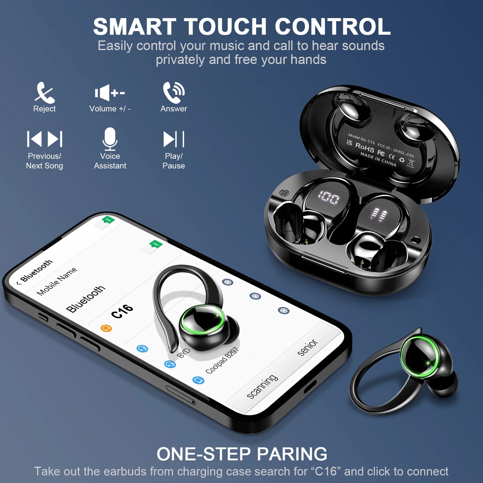 DRSAEC Wireless Earbuds Sports, Bluetooth Headphones 5.3,4 ENC Noise Cancelling Mic, IP7 Waterproof Headset, 50H Playback. S1d8a64a3c046401d9f26502cda51f0b3h Amrit Store