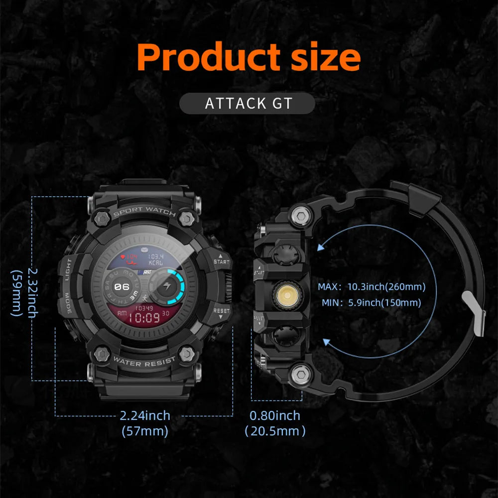 LOKMAT Rugged Sport Smart Watch ATTACK-GT Bluetooth Calls Colorful Waterproof Military Smartwatches with Flashlight for Phone S2dafc0320b2940cbb8015b0c14ecbcaeN Red, White and Blue Products Store