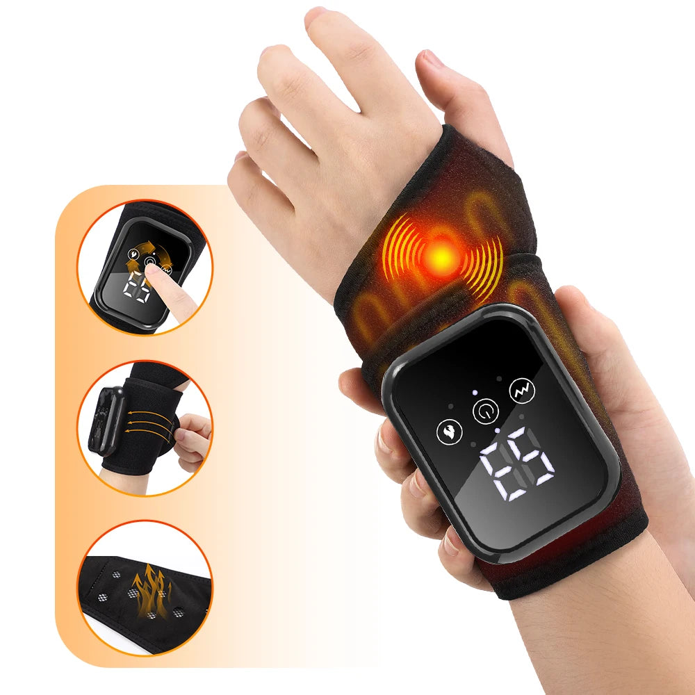 Electric Hand Wrist Massager 5 Levels Hot Compress 3 Levels Vibration Massage Wrist Guard Band Rechargeable Heating Wristband S36bd70bb0b8c4645863e7f4f306492e0Z Red, White and Blue Products Store