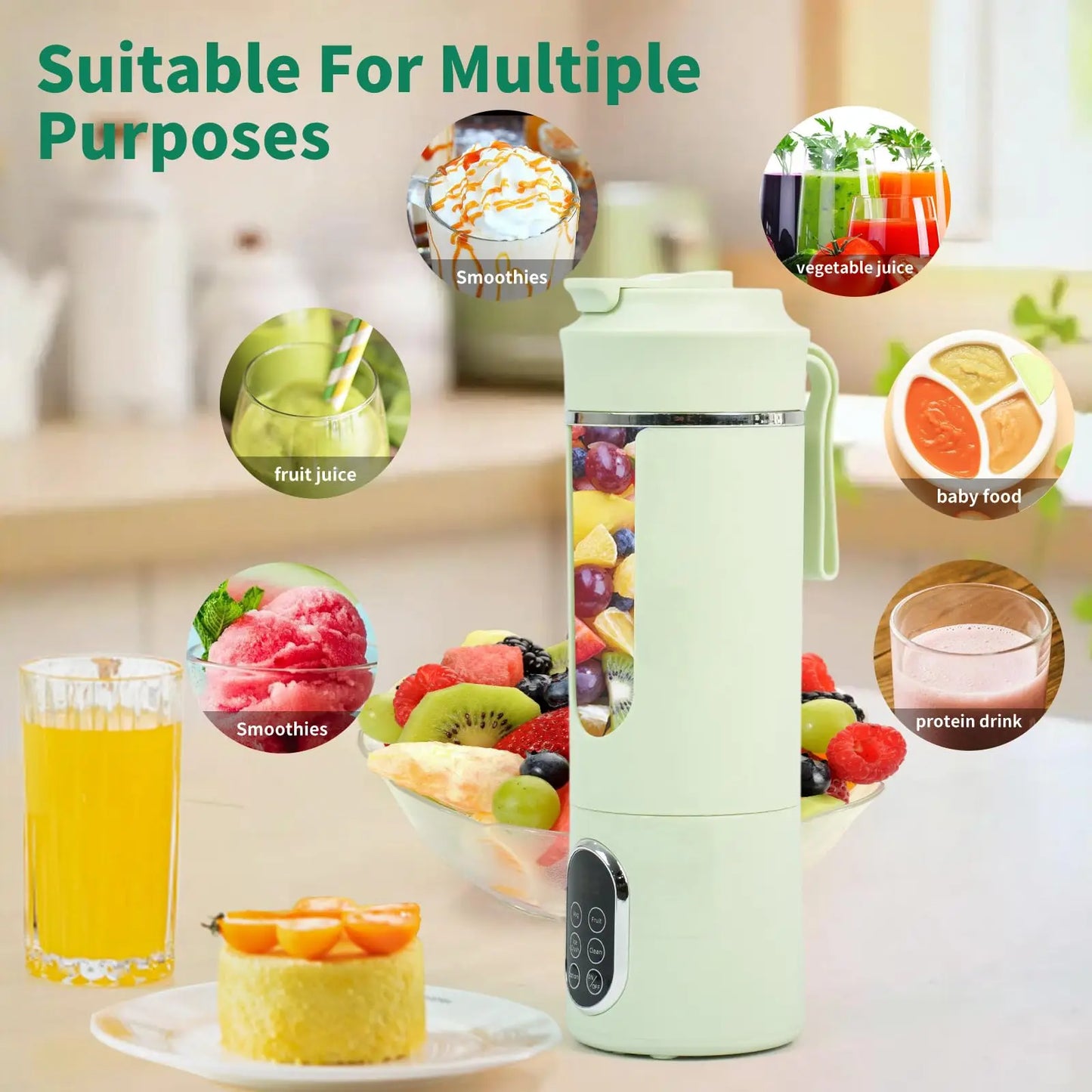 530ML Portable Blender,Mini Portable Electric USB Juicer,Small Personal Blender for Shakes and Smoothies,With Automatic Cleaning S3ee4918406104f7d9b133249e022d6c4i Amrit Store