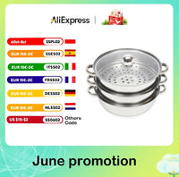 3-Tier 28CM Stainless Steel Steamer Food Cooking + Glass Lid Cookware Steam Pot Set Silver Hot Pot Steamer Veg Cooker S430074c2a80c439eb4fc1e5b940ab93aE Amrit Store