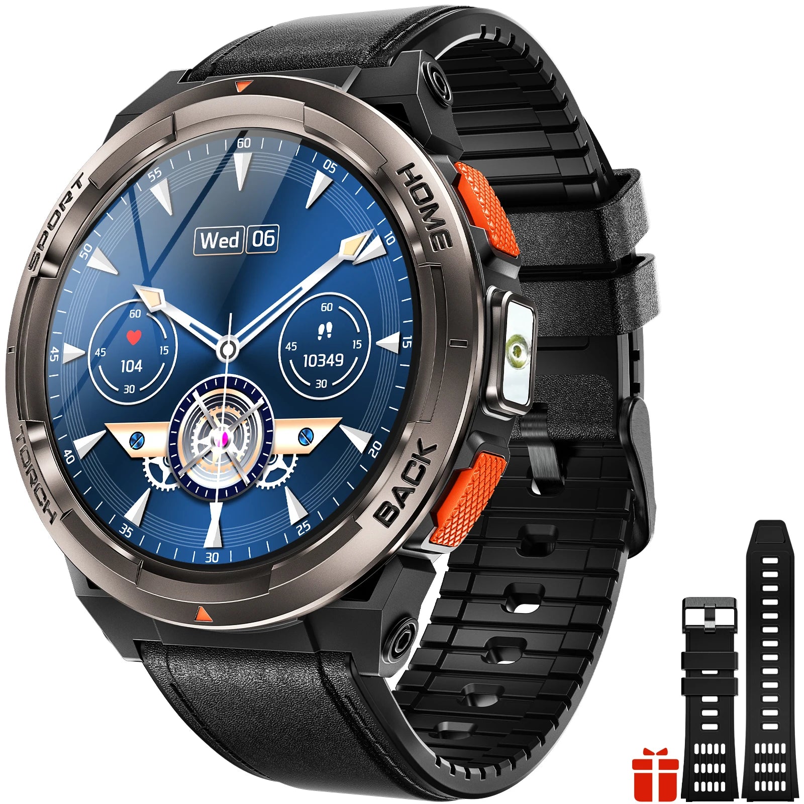 EIGIIS 1.45 Inch Smart Watch KE5 3ATM Waterproof Original Design Sports Watch With Compass And Altitude Barometer LED Flashlight KE5-BCB United States S439a74a4e0eb4c5f82341ac6b59c11f7J Red, White and Blue Products Store