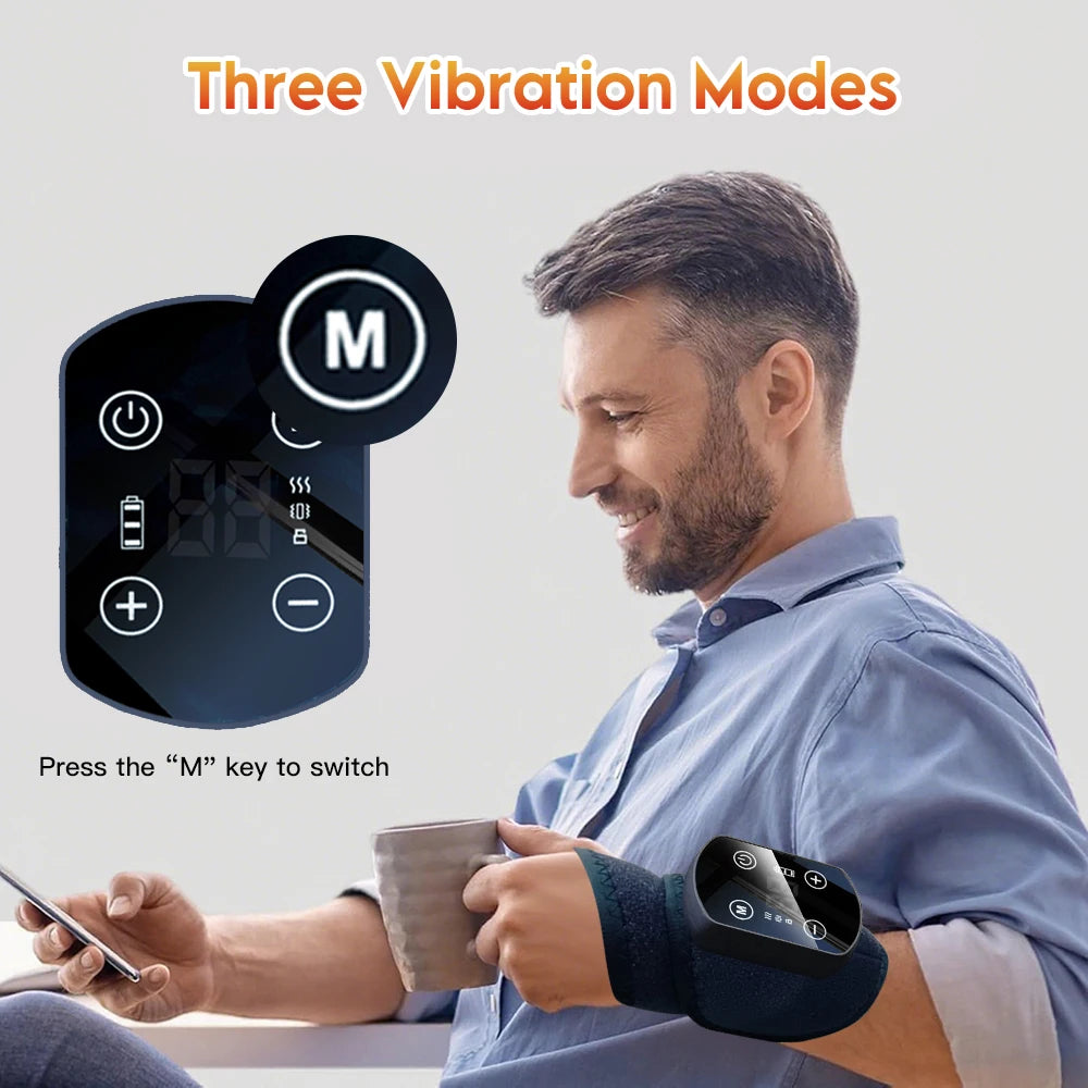 Wireless Electric Heating Wrist Massager 5 Levels Hot Compress 3 Levels Vibration Hand Massage Wrist Guard Band Support Belt S443aefc8347842f882db98124792b855B Red, White and Blue Products Store