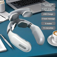 Four heads Adjustable USB Charging Neck Massager Heating Function Breathing Light For Neck Pain Relief And Relaxation S46209797751a4238afdf170cde769b63J Red, White and Blue Products Store