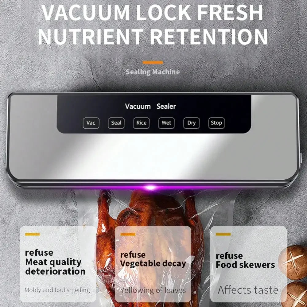 Automatic Vacuum Sealer Machine for Food Storage, Compact Household Sealing System with 30pcs Bags, Keeps Food Fresh Longer S4bf469a0e5ac40fe8864f89f68165a2cB Amrit Store