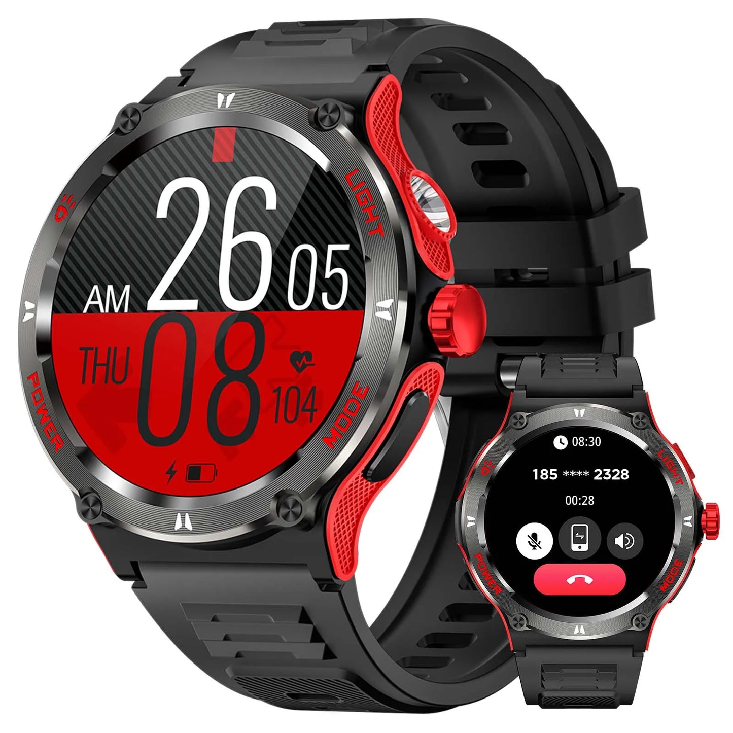 EIGIIS Smart Watch 3ATM Waterproof 1.53" KT76 Men Sport With Compass And LED Flashlight Heart Rate Sleep Analysis Bluetooth Call Red United States S4c4e7dd8f8ab45a78e4aff7f998b0137c Red, White and Blue Products Store