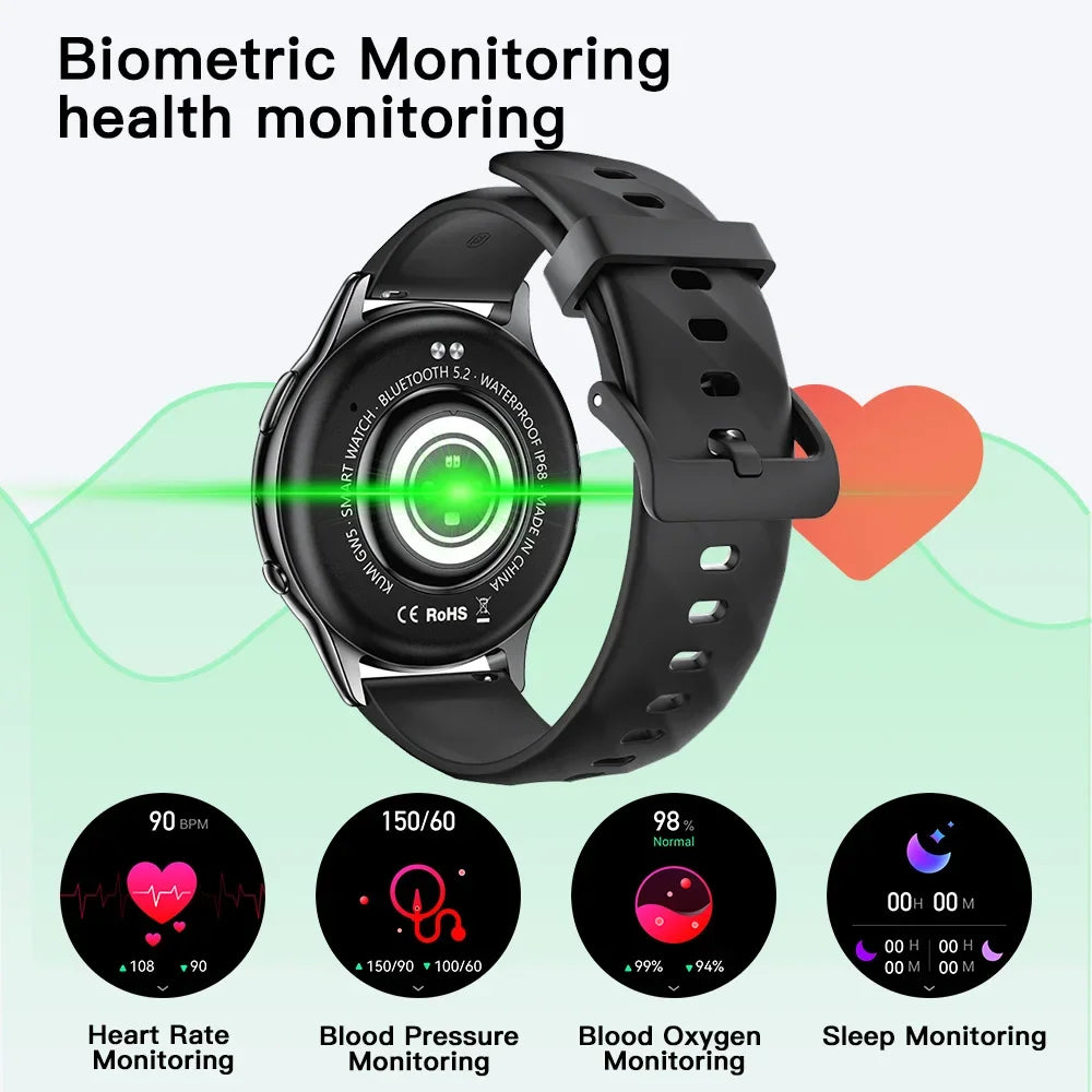 KUMI GW5 Smart Watch 1.39" HD Display Fitness Tracker IP68 Waterproof Heart Rate SpO2 Monitor 100+ Sports Modes S4e33d43237e04b0eaeddf912c5091870u Red, White and Blue Products Store