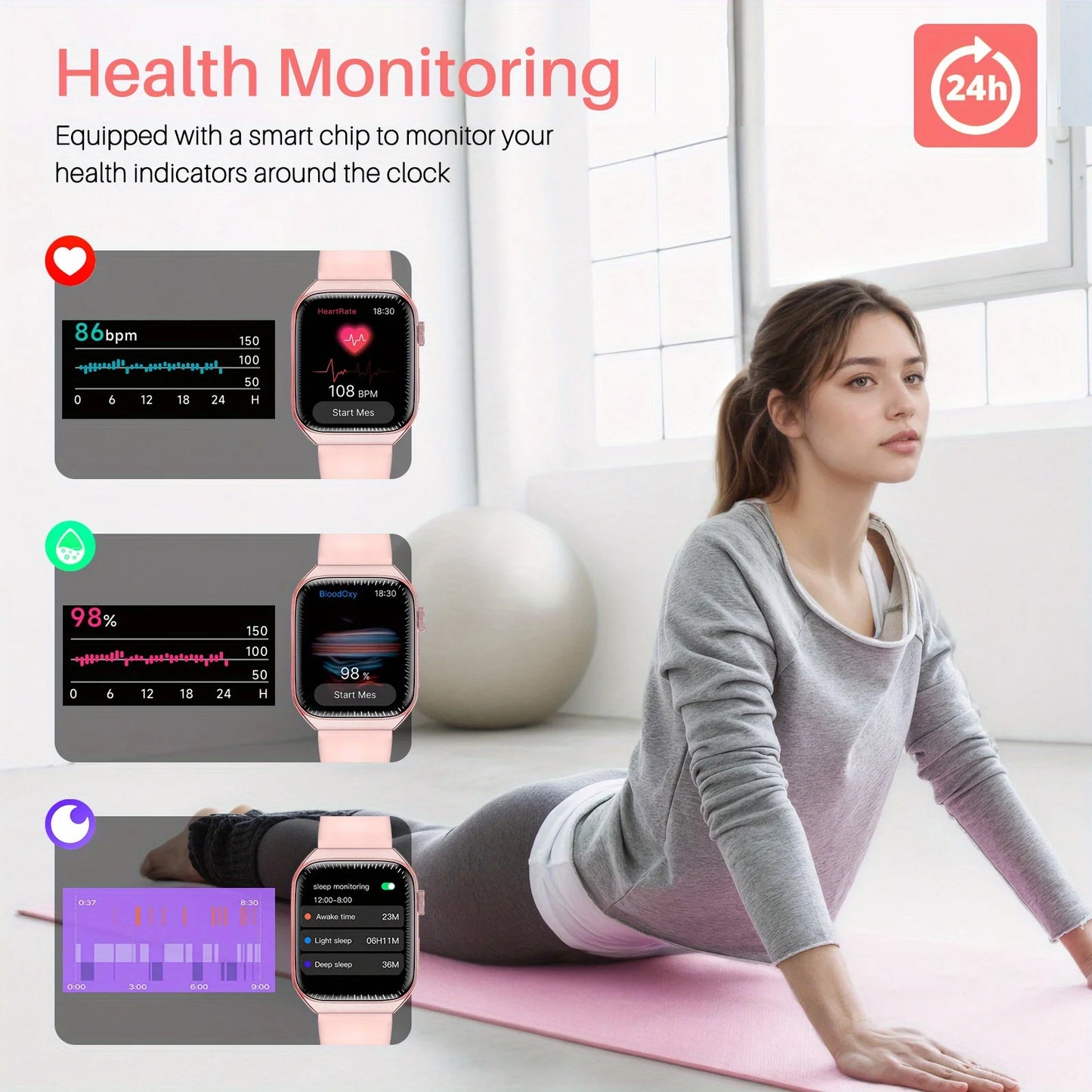 Smart Watches for Women Men Fitness Watches , Wireless Call, Push Notifications, Multiple Sports Modes, Wireless Charging S5175272b723549ef8cff2c175acf57ceo Red, White and Blue Products Store