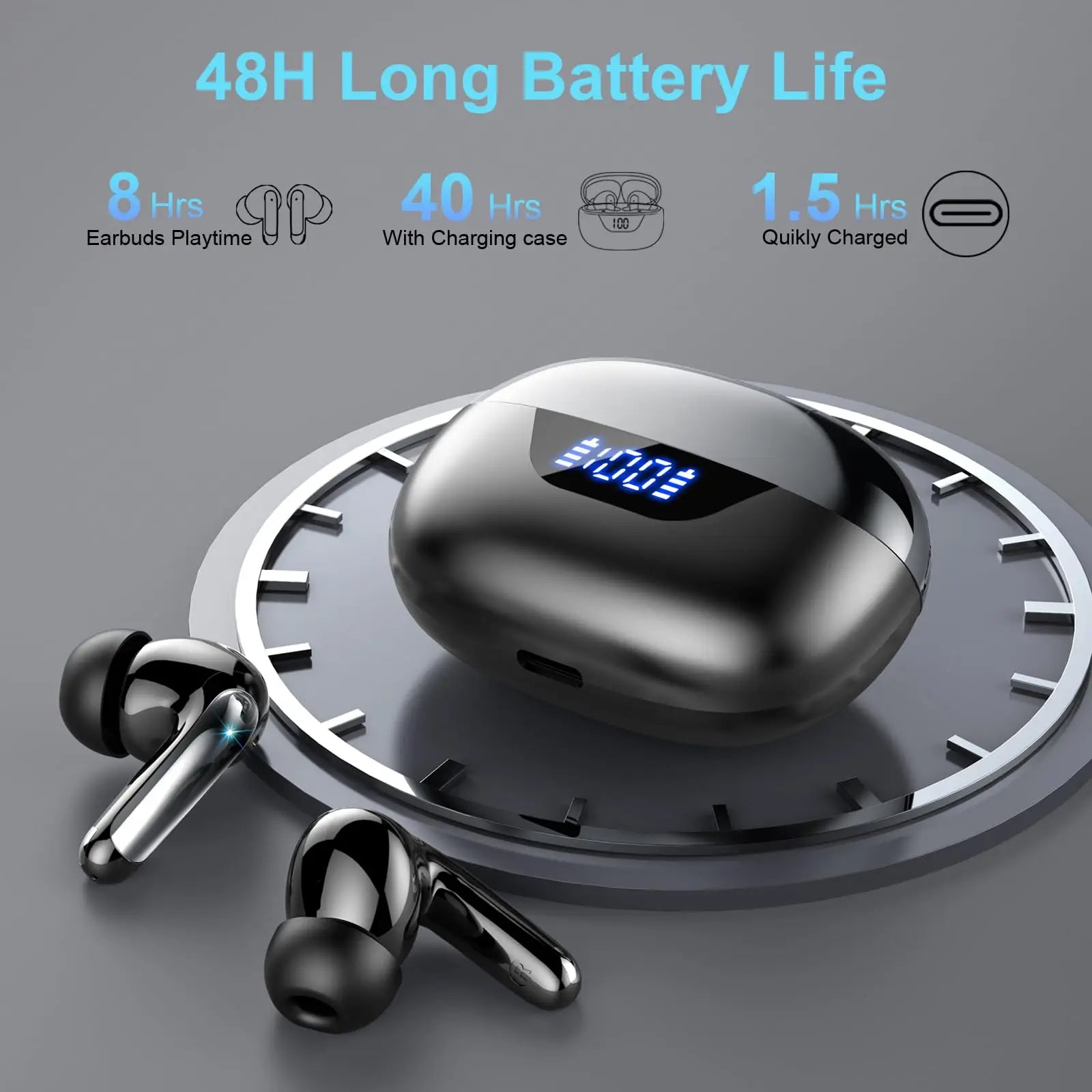 Wireless Headphones,Bluetooth 5.3 Stereo Earphones in Ear with 4 ENC Mic Clear Calls,Noise Cancelling Ear Buds,48H battery life. S578cdf92322443f2847a92bfeff4005aV Amrit Store
