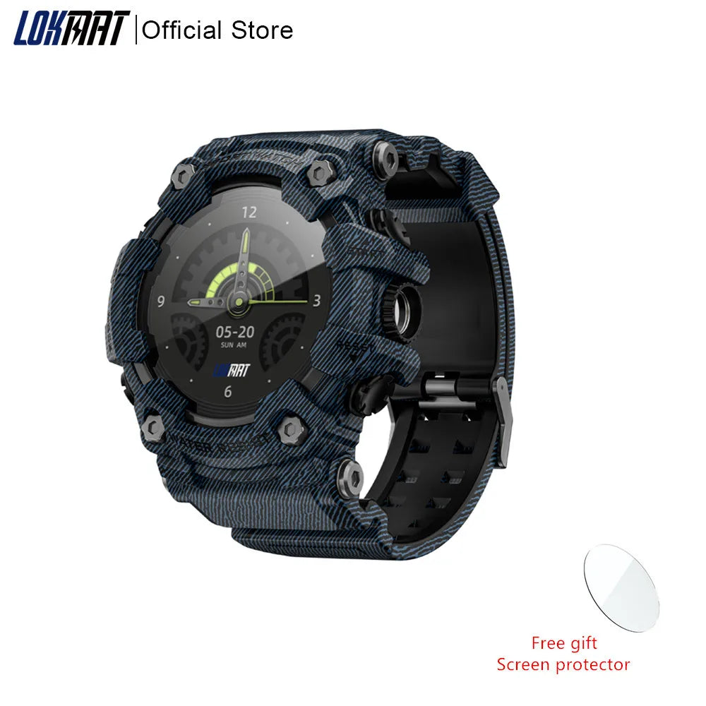 LOKMAT Rugged Sport Smart Watch ATTACK-GT Bluetooth Calls Colorful Waterproof Military Smartwatches with Flashlight for Phone Denim Blue United States S5d67ad6a296c45faa4519569ee59bc37C Red, White and Blue Products Store