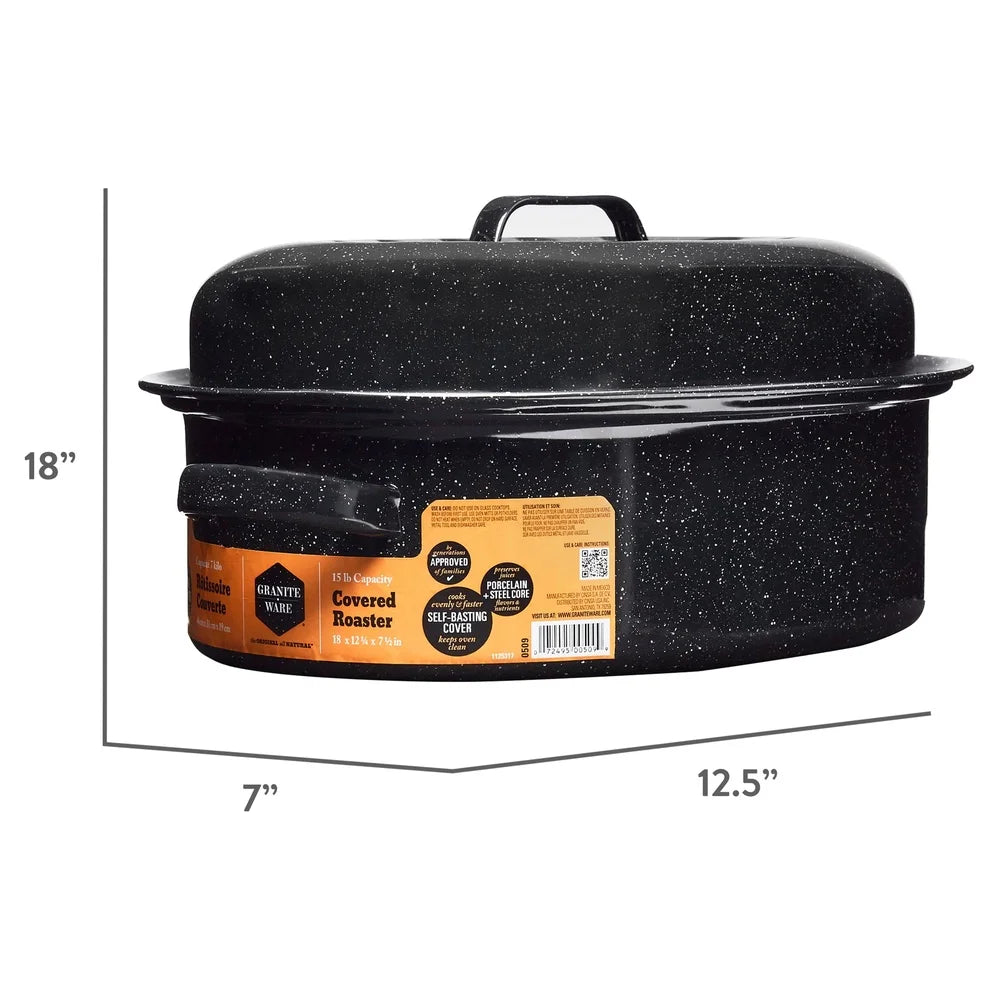 18 Inch Nonstick Covered Oval Roaster Heavy Duty Dishwasher Safe Kitchen Cookware Even Heat Distribution 15lb Capacity S60a337d68fae40989049dc9e896277afb Amrit Store