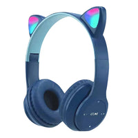 Wireless Headphones Cat Ear Gaming Headset Glow Light Bluetooth-Compatible Helmets Cute Over-Ear Headsets for Kids and Adult Dark Blue S61556c0bd81143f3a2ed09a038927e207 Amrit Store