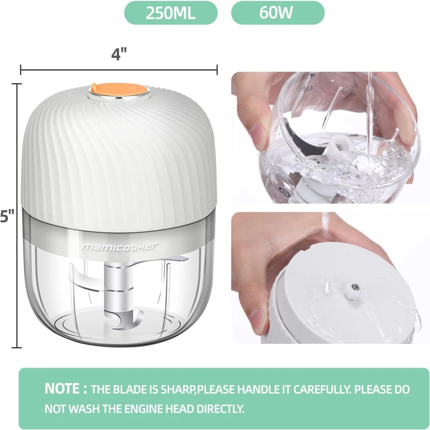 Portable Mini Garlic Chopper, 250ML Onion Masher, Wireless Veggie Grinder, Multifunctional Food Processor for Ginger, Chili,Frui S6160e1a01ca14905a61d8c7a92ccc073h Amrit Store