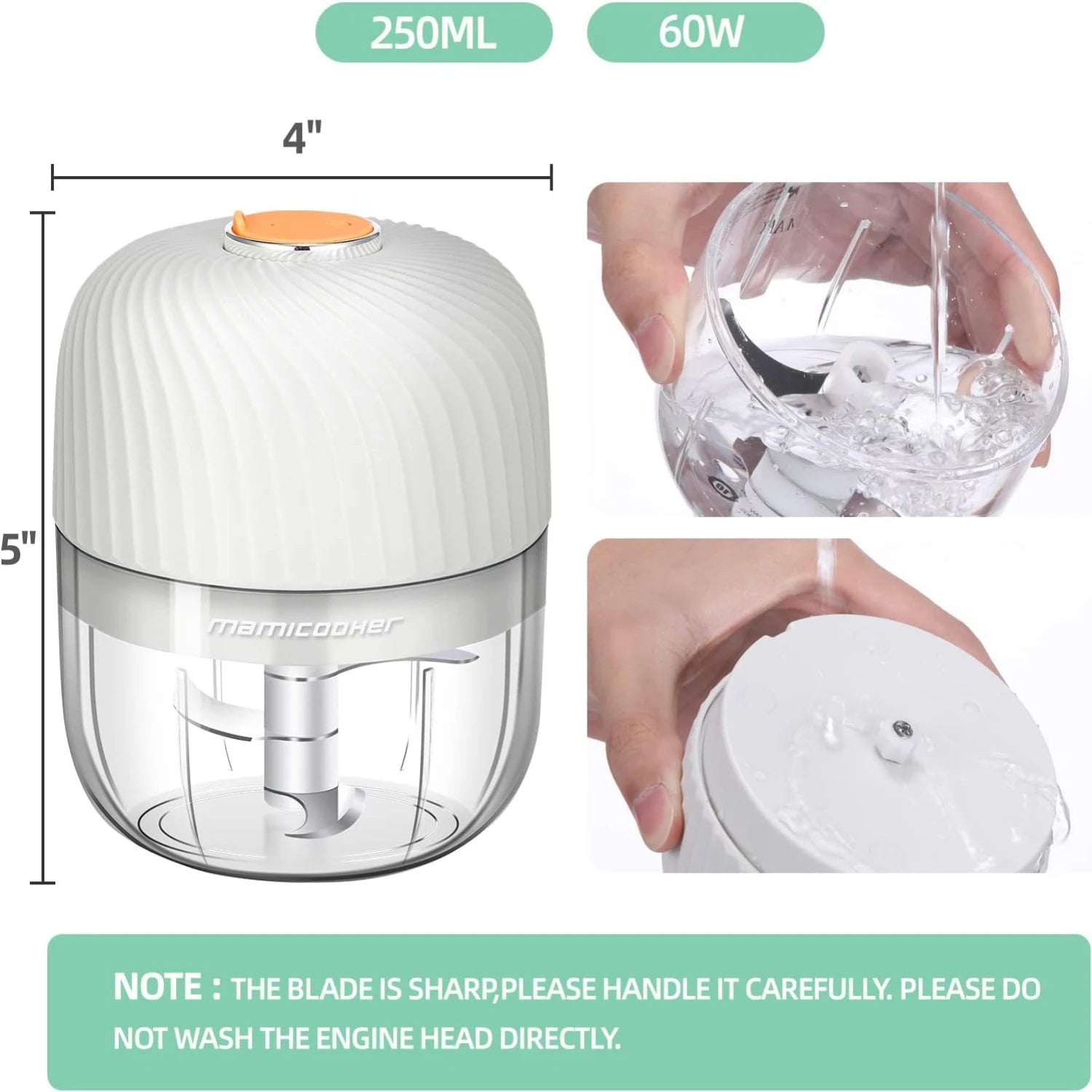 Portable Mini Garlic Chopper, 250ML Onion Masher, Wireless Veggie Grinder, Multifunctional Food Processor for Ginger, Chili,Frui S6160e1a01ca14905a61d8c7a92ccc073h Amrit Store
