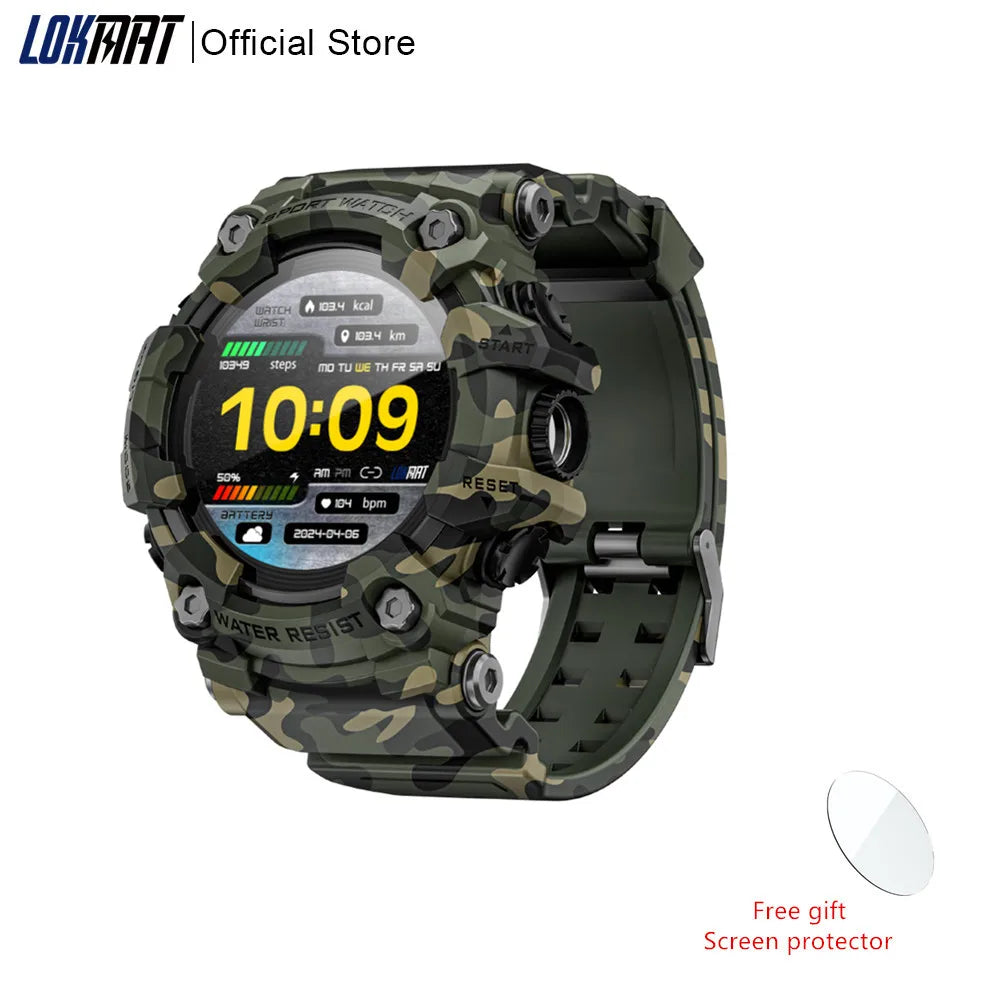 LOKMAT Rugged Sport Smart Watch ATTACK-GT Bluetooth Calls Colorful Waterproof Military Smartwatches with Flashlight for Phone Mix Green United States S6f2ac623795344269ef7e1fab613ebc5x Red, White and Blue Products Store