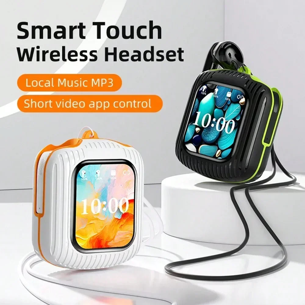 Intelligent wireless touch screen multifunctional earphones ENC noise cancelling Bluetooth earphones can be plugged into TF card S72c160f5ce46476f83aaabeac254115cP Amrit Store