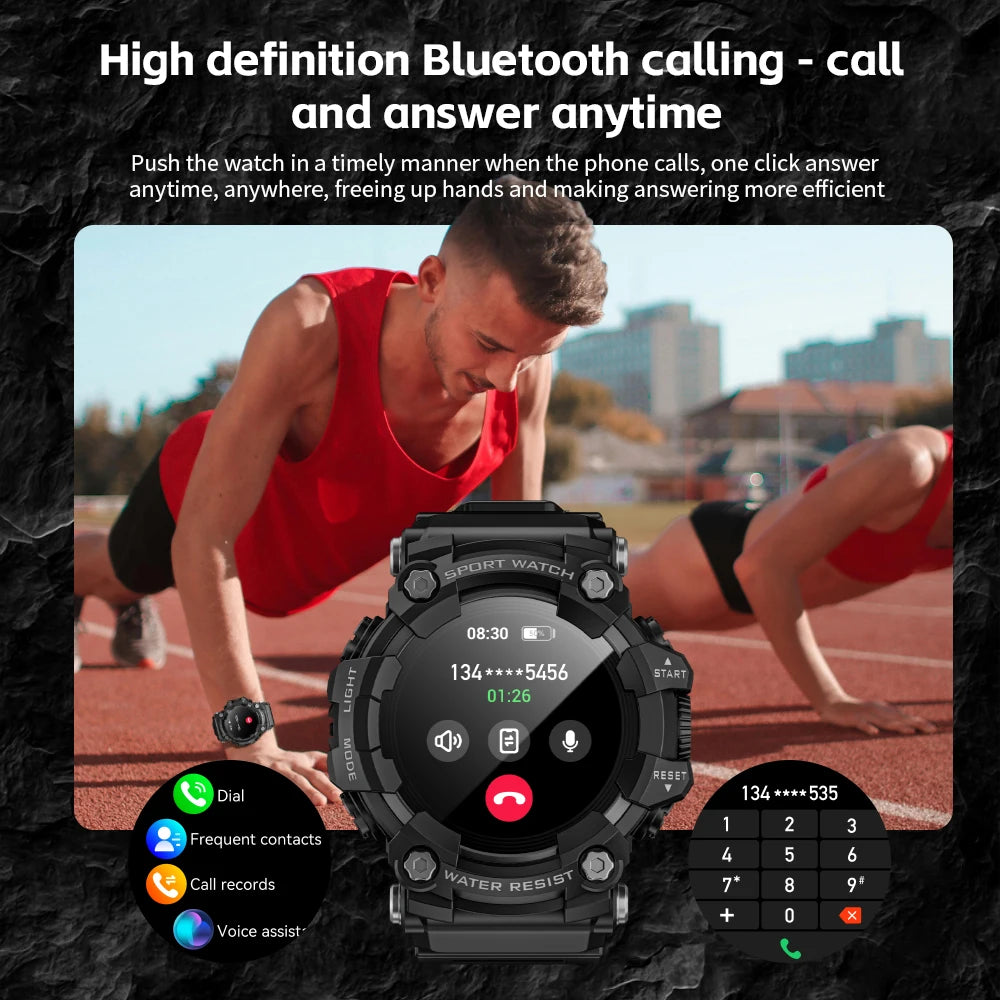 LOKMAT Rugged Sport Smart Watch ATTACK-GT Bluetooth Calls Colorful Waterproof Military Smartwatches with Flashlight for Phone S7c3e668d30e542108ff6936e40dbeaf1v Red, White and Blue Products Store