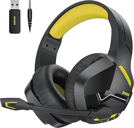 BINNUNE BW01 Wireless Gaming Headset with Mic for PC PS4 PS5 2.4G Bluetooth USB Gamer Headphones with Mic for Laptop Computer Yellow S8222732f5d9049e2a456a5de6da2afa6d Amrit Store