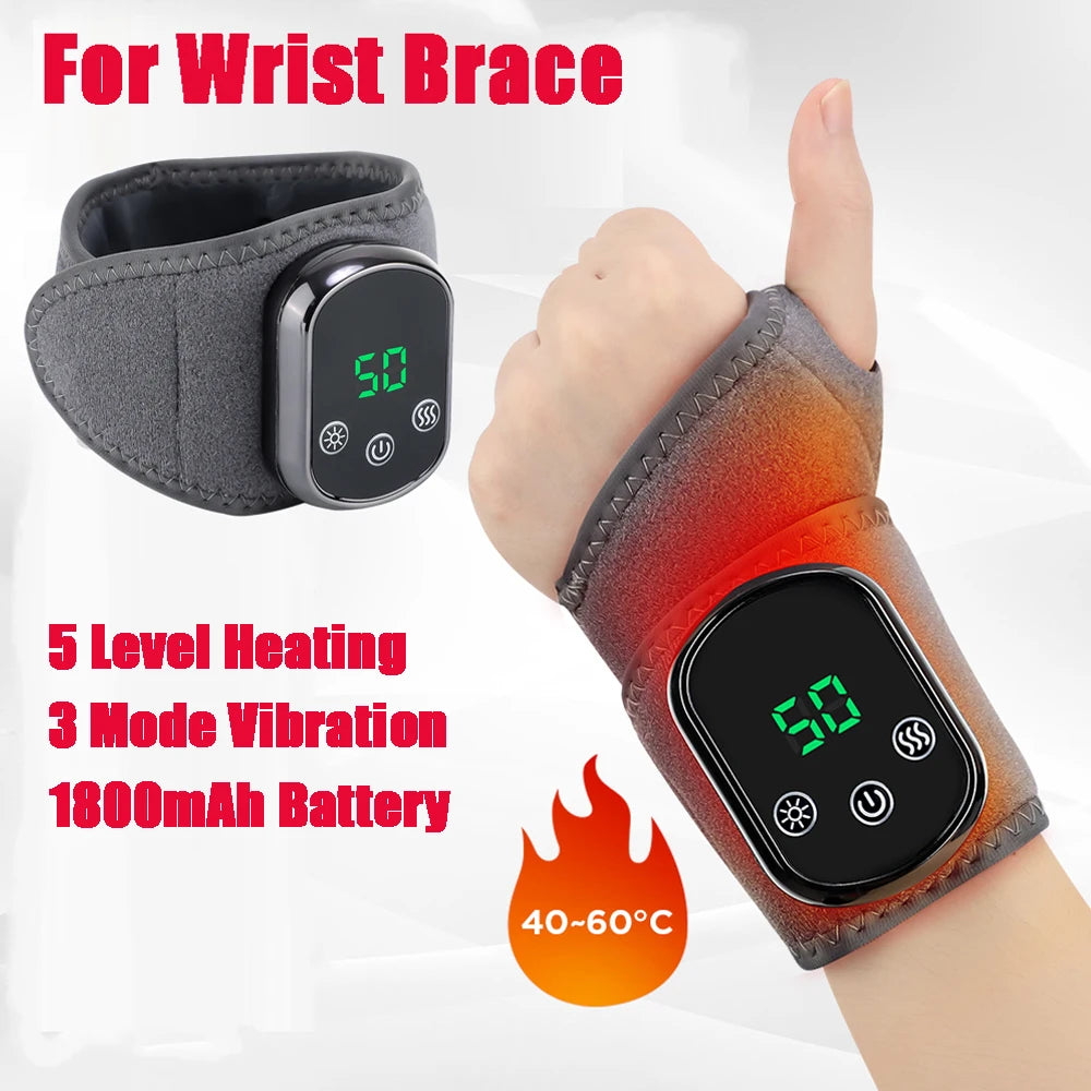 Electric Hand Wrist Massager 5 Levels Hot Compress 3 Levels Vibration Massage Wrist Guard Band Rechargeable Heating Wristband Type 1 S82464f3c84ca4acdb2a4d80f158d9117c Red, White and Blue Products Store