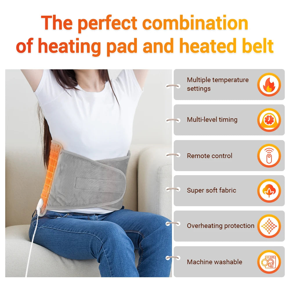Electric Heating Waist Pad Adjustable Temperature Massage Waist Warm&Hot Compress For Abdomen Uterus Thermal Lumbar Support Belt S83a313e4ec864c2599c0f6f67484b8f0F Red, White and Blue Products Store