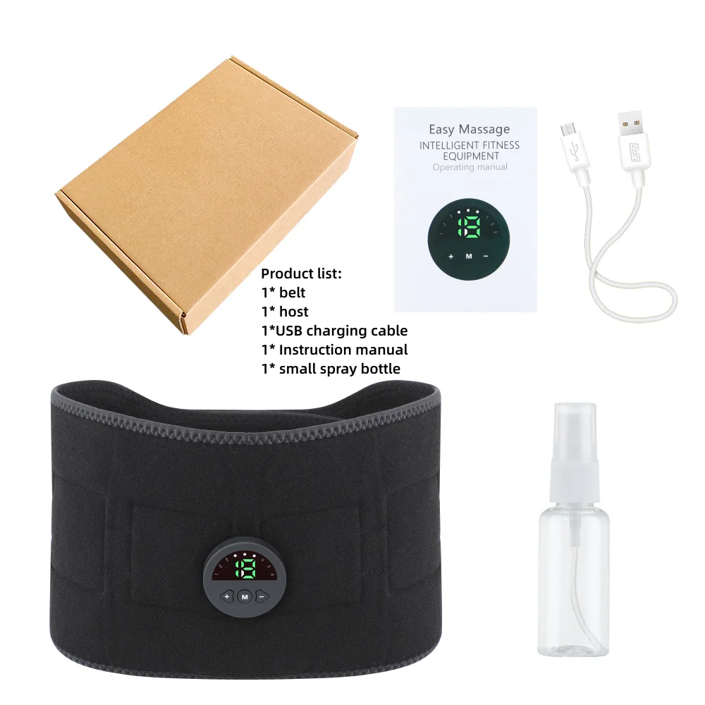 EMS Waist Abdominal Trainer Belt USB Recharge Muscle Stimulator Abs Fat Burn Body Slimming Weight Loss Fitness Massage Black set United States S90c4144d9abd46279479694e53956722e Red, White and Blue Products Store