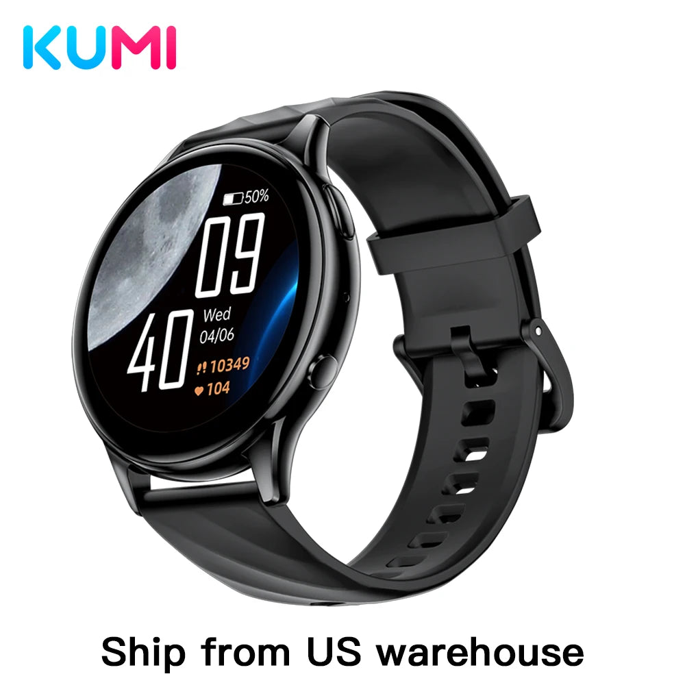 KUMI GW5 Smart Watch 1.39" HD Display Fitness Tracker IP68 Waterproof Heart Rate SpO2 Monitor 100+ Sports Modes S90f795cf11f7467b8f8af8144e2a1cc8B Red, White and Blue Products Store